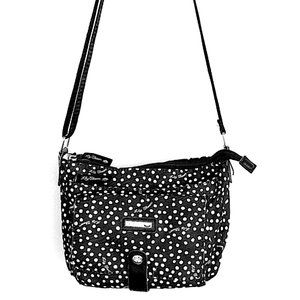 Lily Bloom Crossbody Bag Flap - Black & White Polka Dots